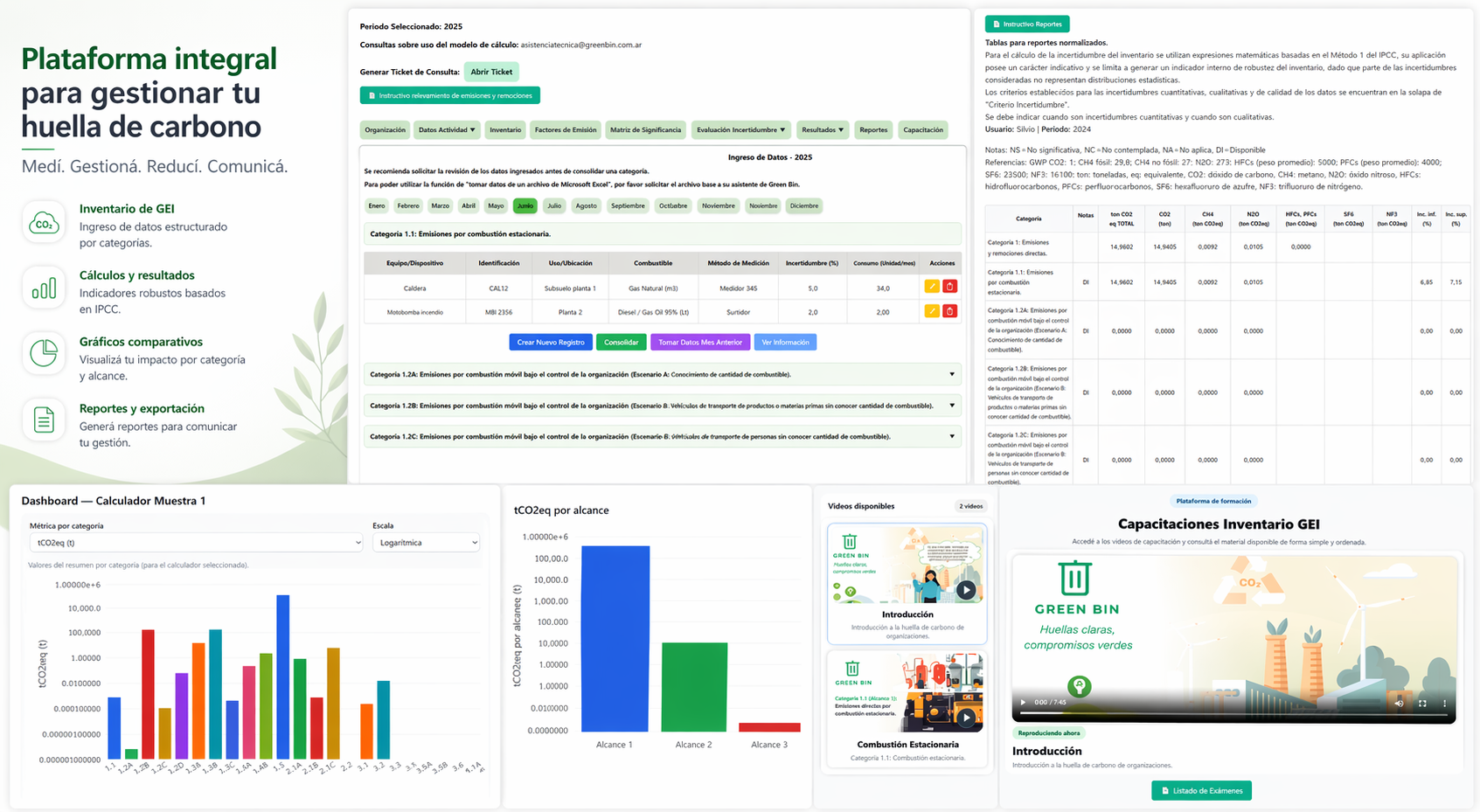 Vista interna de la plataforma Green Bin